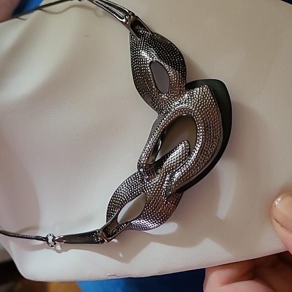 2/$12 Hematite coloured abstract necklace with black and gray enamel design - Picture 4 of 4